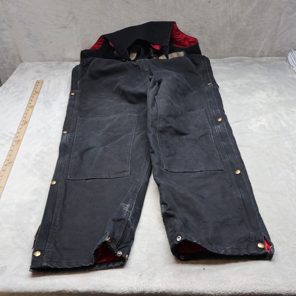 Carhartt Other - Carhartt Bib‎ Overalls Men 42x32 Black Firm Duck Insulated Quilt Lined Work R38